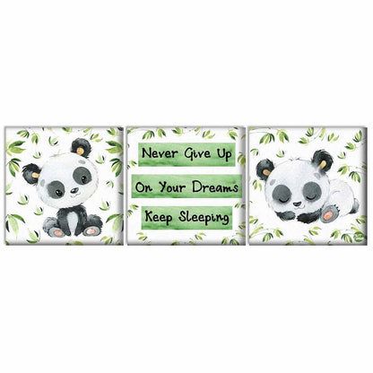 Nutcase Wall Art For Kids Room Stylish Panel Non-Fading Digital Painting for Children room, Bedroom set of 3 - Cute Panda Nutcase