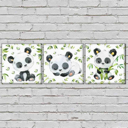 Wall Art Decor Hanging Panels Set Of 3 - Lovely Panda Nutcase