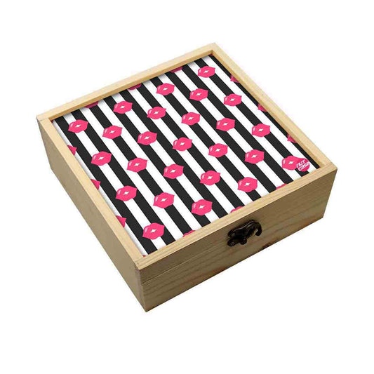 Jewellery Box Wooden Jewelry Organizer -  Pink Lips Pout Nutcase
