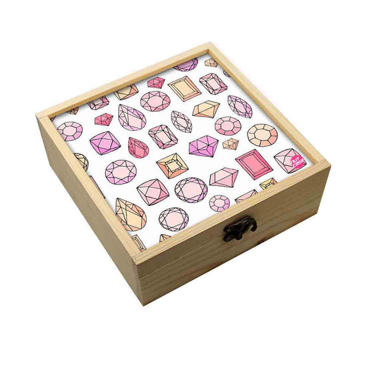 Jewellery Box Wooden Jewelry Organizer -  Colorful Diamond Nutcase