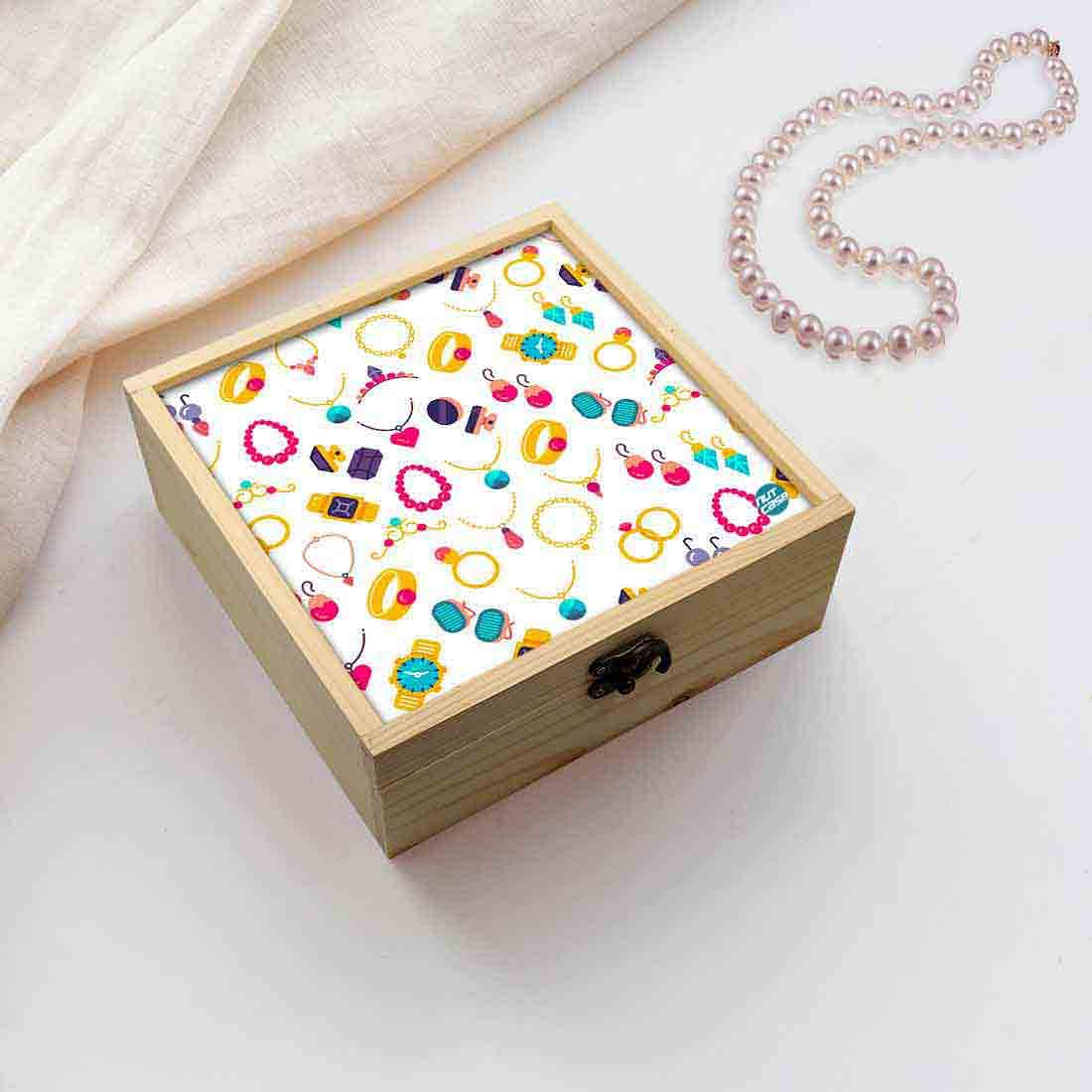 Jewellery Box Wooden Jewelry Organizer -  Golden Ring Necklace Nutcase
