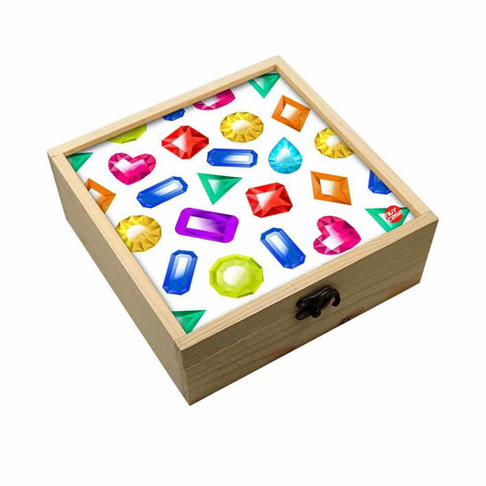 Jewellery Box Wooden Jewelry Organizer -  Diamond Pattern Nutcase