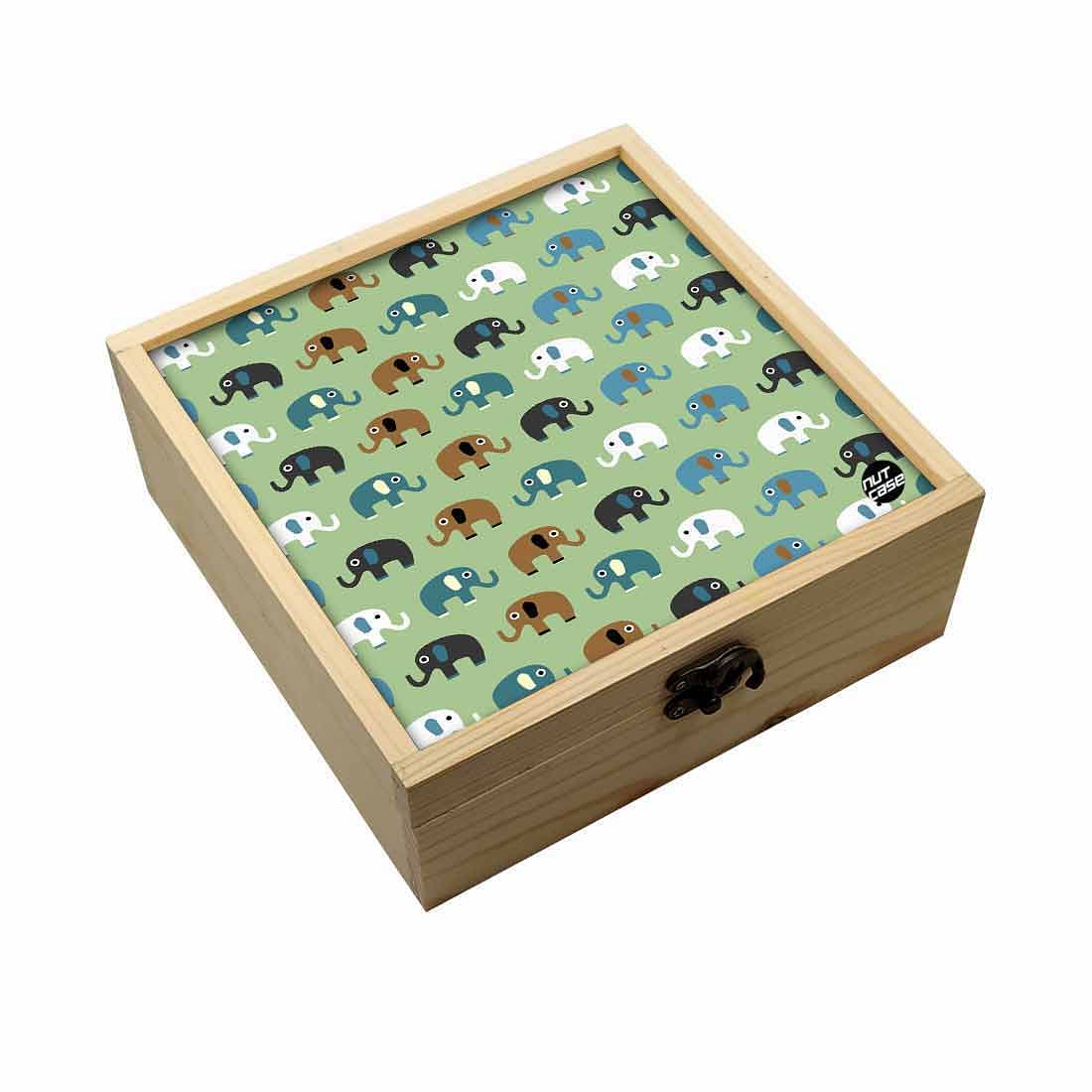 Jewellery Box Makepup Organizer -  Colorful Green Elephant Nutcase