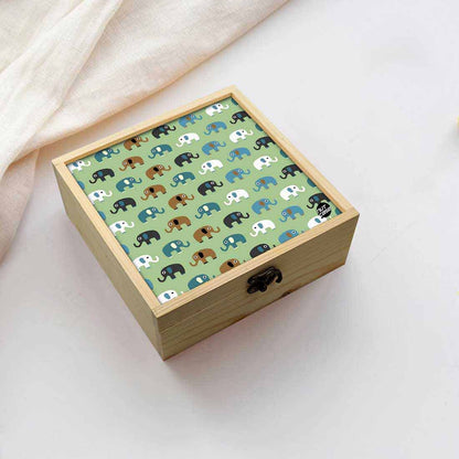 Jewellery Box Makepup Organizer -  Colorful Green Elephant Nutcase