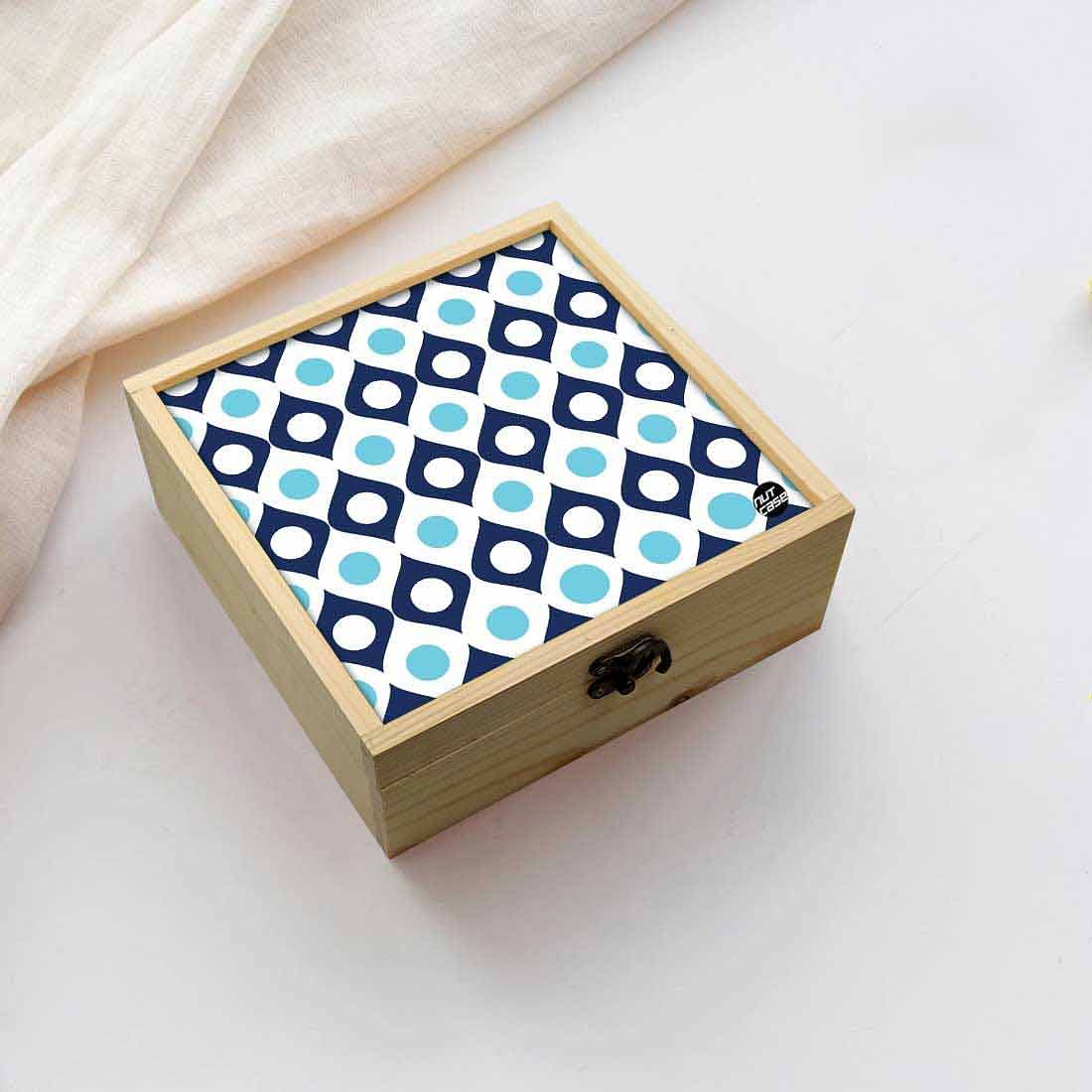 Jewellery Box Makepup Organizer -  Shades Of Blue Retro Nutcase