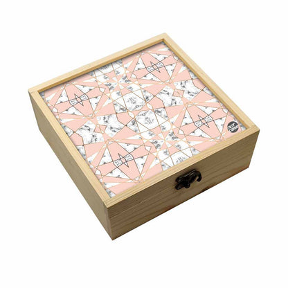 Jewellery Box Makepup Organizer -  Peach White Marble Pastle Nutcase