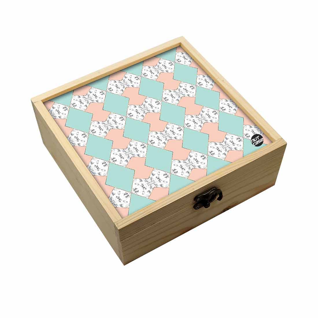 Jewellery Box Makepup Organizer -  Green Peach Marble Pastle Nutcase