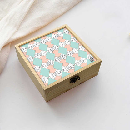 Jewellery Box Makepup Organizer -  Green Peach Marble Pastle Nutcase