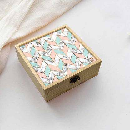 Jewellery Box Makepup Organizer -  White Peach Marble Pastle Nutcase