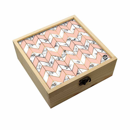 Jewellery Box Makepup Organizer -  Peach Marble Pastle Nutcase