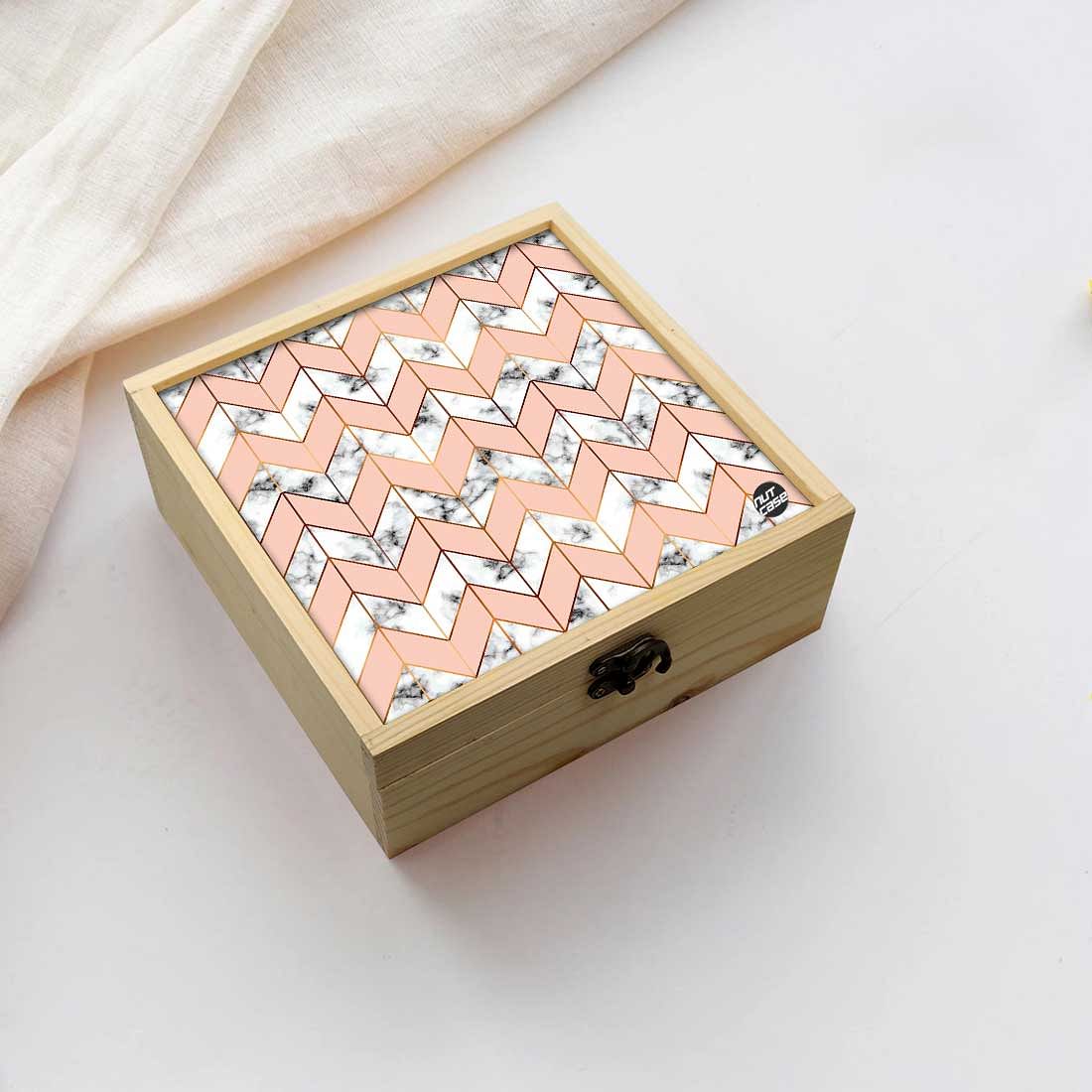 Jewellery Box Makepup Organizer -  Peach Marble Pastle Nutcase