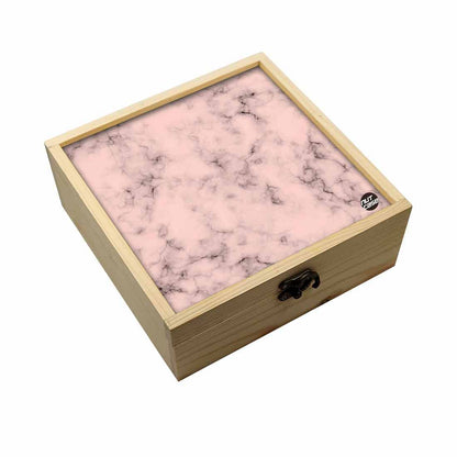 Jewellery Box Makepup Organizer -  Peach Color Designer Marble Pastel Nutcase