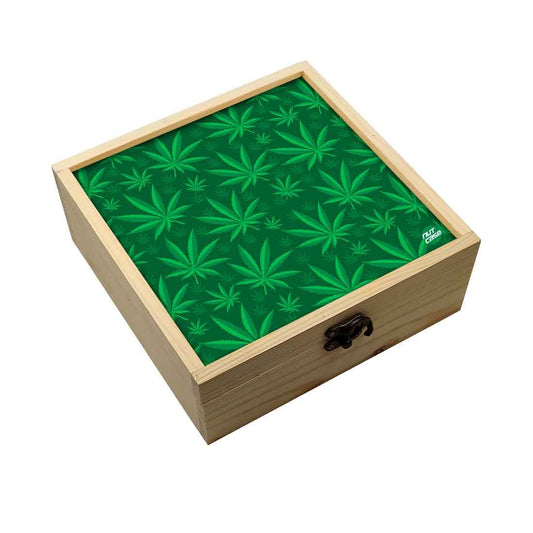 Jewellery Box Makepup Organizer -  Dark Green Leaves Nutcase