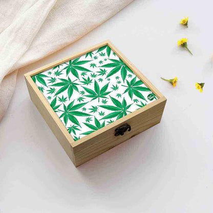 Jewellery Box Makepup Organizer -  Green Leaves Nutcase