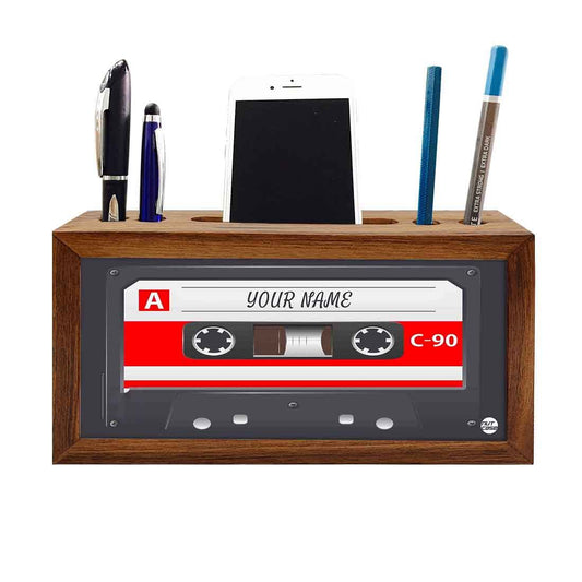 Personalized Wooden Table Organizer - Gray Cassette Nutcase