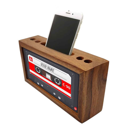 Personalized Wooden Table Organizer - Gray Cassette Nutcase