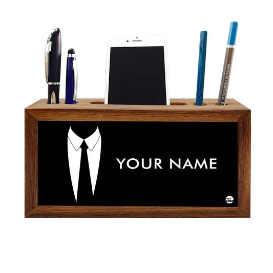 Personalized Wooden desktop organizer - Suit Up Nutcase