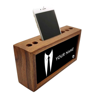 Personalized Wooden desktop organizer - Suit Up Nutcase