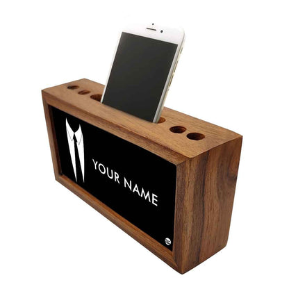 Personalized Wooden desktop organizer - Suit Up Nutcase