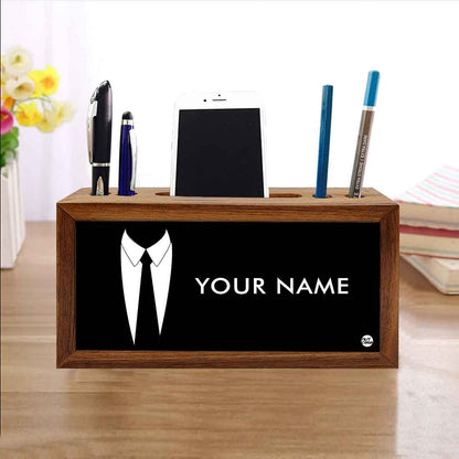 Personalized Wooden desktop organizer - Suit Up Nutcase