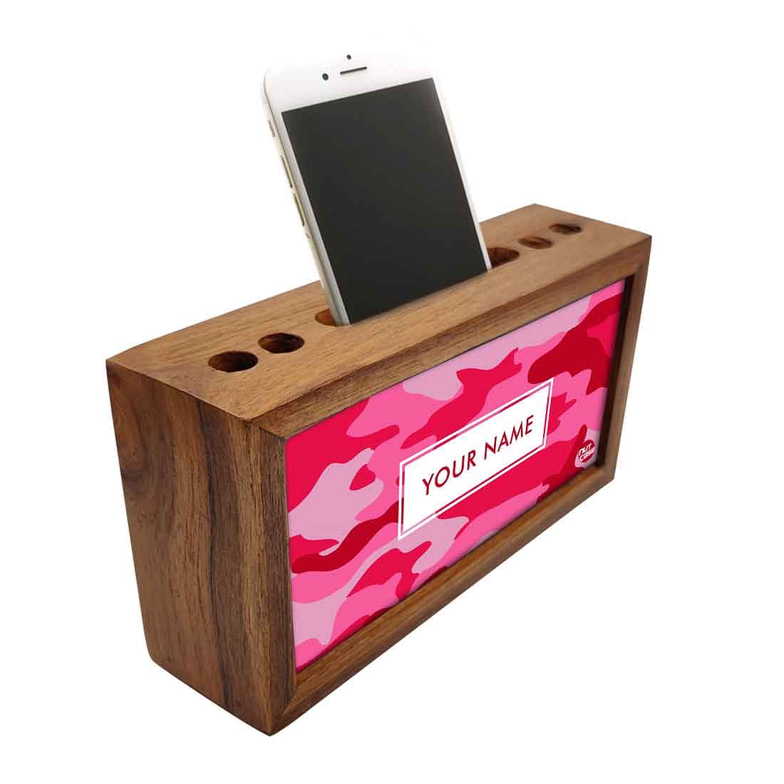 Custom Wooden desk drawer organizer - Pink Camo Nutcase