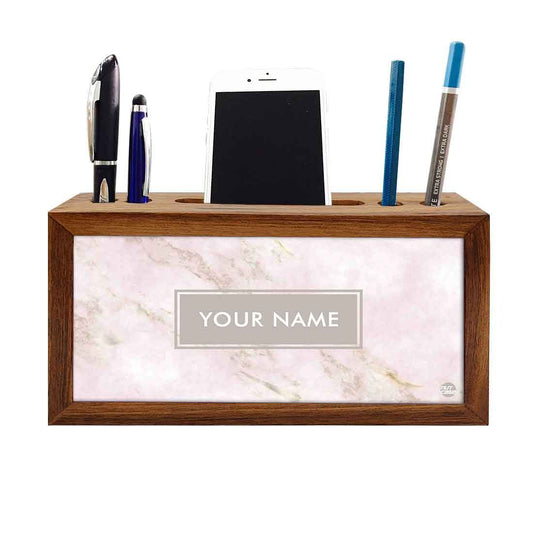 Customized Wooden desk storage - Pink Marble Pastel Nutcase