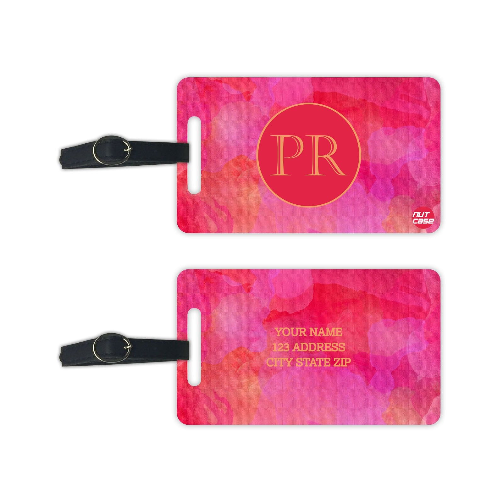 Custom Luggage Tag - Monogram Bag Tag with your Initials - Set of 2 Nutcase