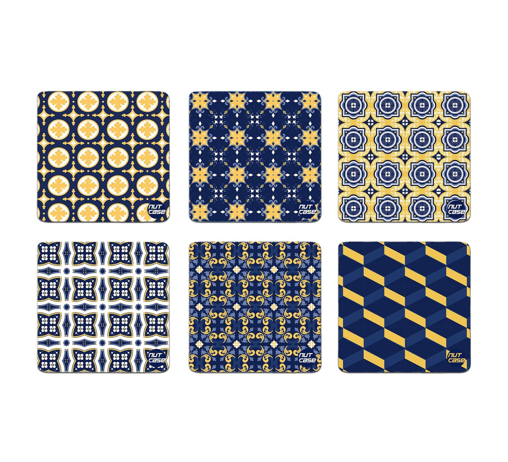 Metal Cool Coffee Coasters Pack of 6 for Dining Table - Spanish Tiles Nutcase