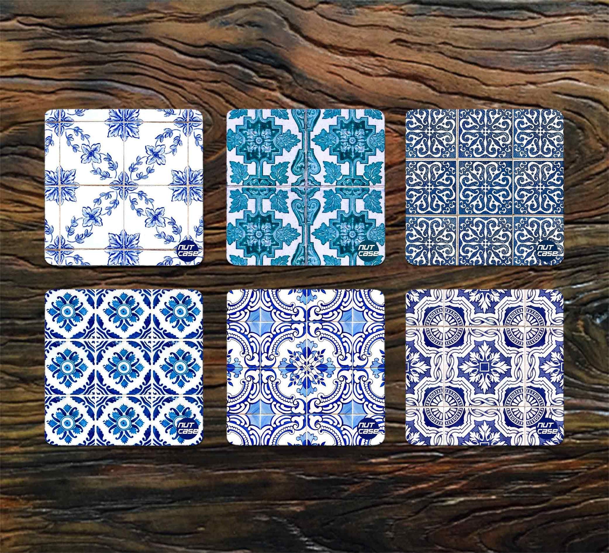 Square Designer Metal Coaster for Table Set of 6 - Goa Casa Nutcase