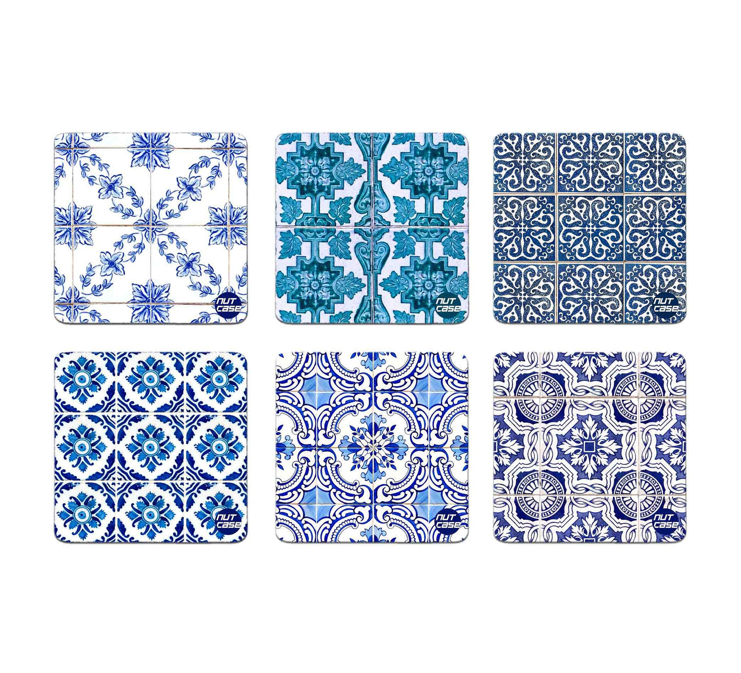 Square Designer Metal Coaster for Table Set of 6 - Goa Casa Nutcase