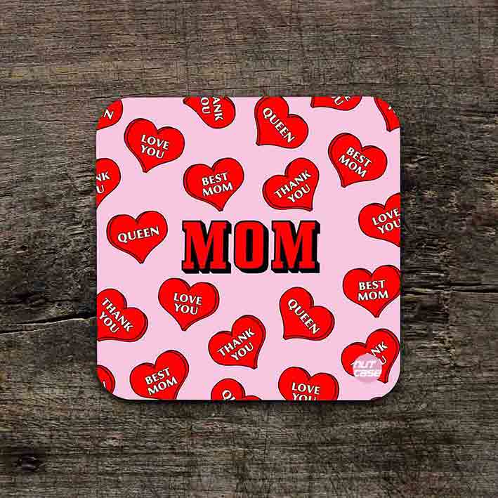 Mother's Day Gift Ideas Metal Printed Coasters Pack of 6 for Home & Kitchen Use  - MOM