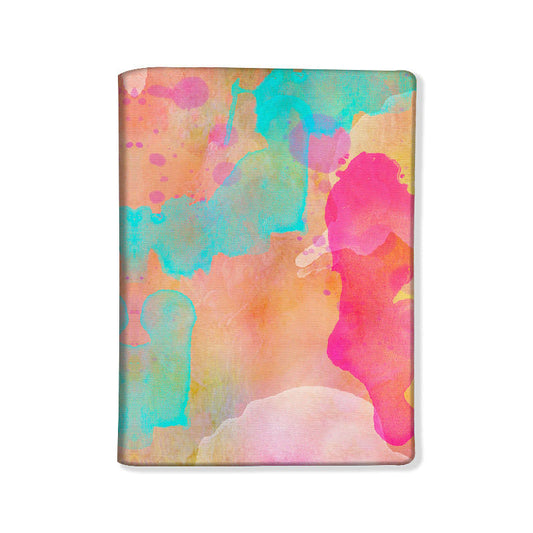 Passport Cover Travel Wallet Holder -Watercolors Paint Pink & Blue Nutcase