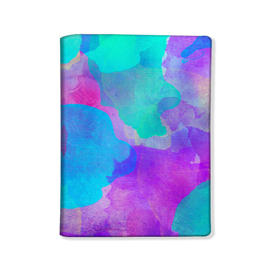 Passport Cover Travel Wallet Holder -Watercolors Paint Blue & Purple Nutcase