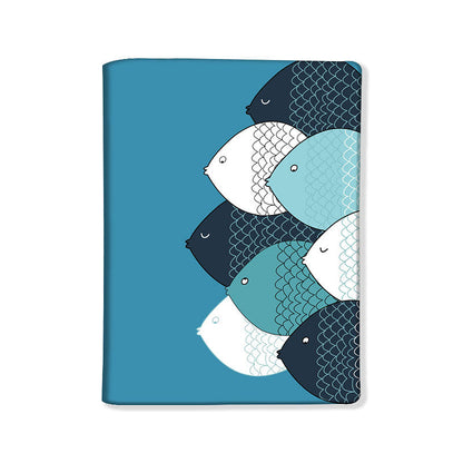 Passport Cover Travel Wallet Holder -Fish Blue Nutcase