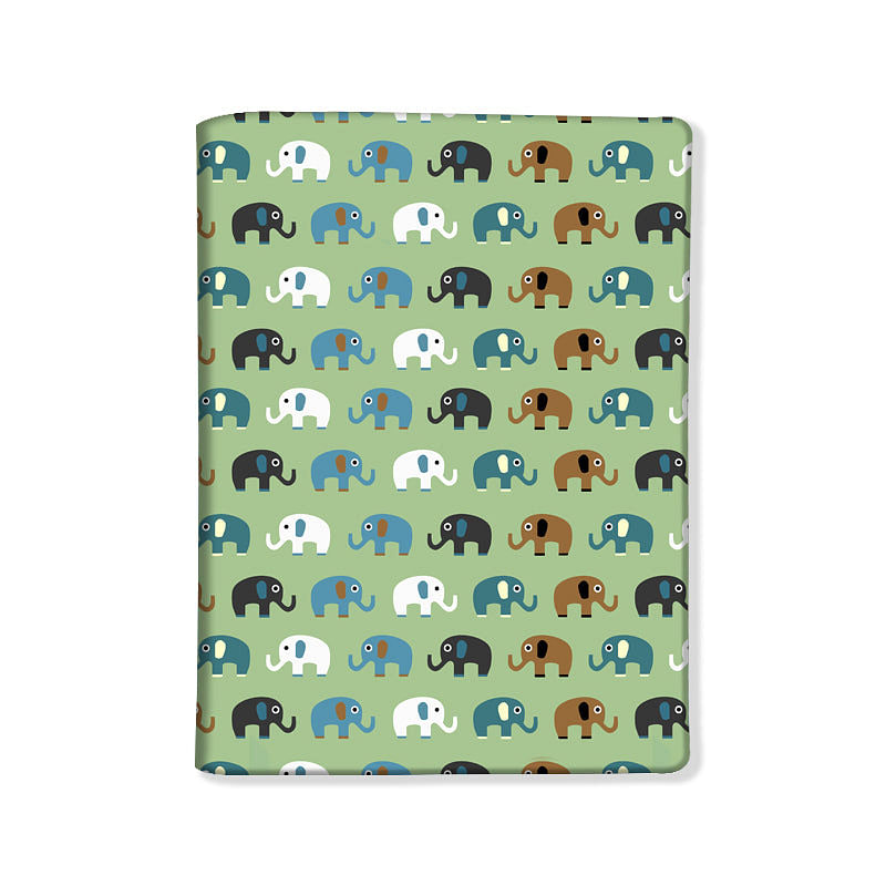 Passport Cover Travel Wallet Holder -Elephant Green Nutcase