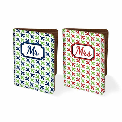 Couple Passport Cover Holder Leather Travel Wallet Case Designer Passport Cover - Multicolor Airplane Nutcase
