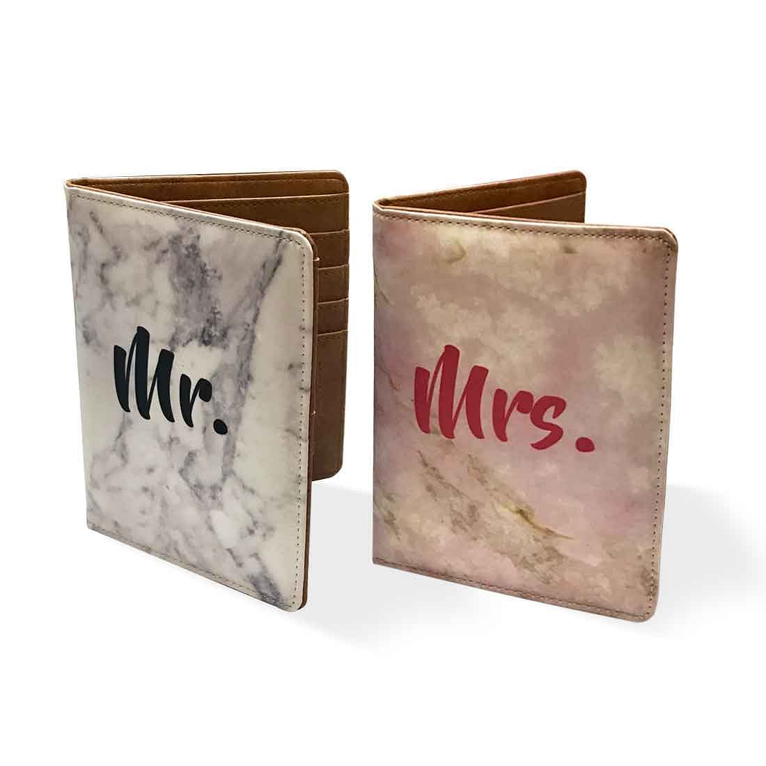 Couple Passport Cover Holder Leather Travel Wallet Case Designer Passport Cover - White And Pink Marble Nutcase