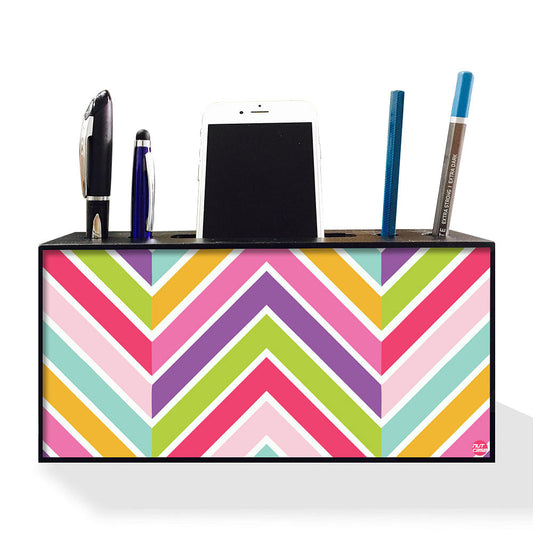 Pen Mobile Stand Holder Desk Organizer - Colorful Lines Nutcase