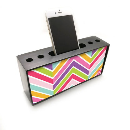 Pen Mobile Stand Holder Desk Organizer - Colorful Lines Nutcase