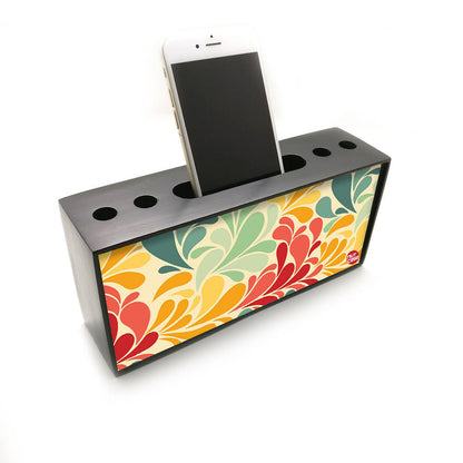 Pen Mobile Stand Holder Desk Organizer - Vintage Flower Nutcase