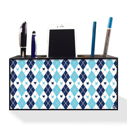 Small Pen Mobile Stand Desk Organizer for Office & Study Table - Blue Plaids Nutcase