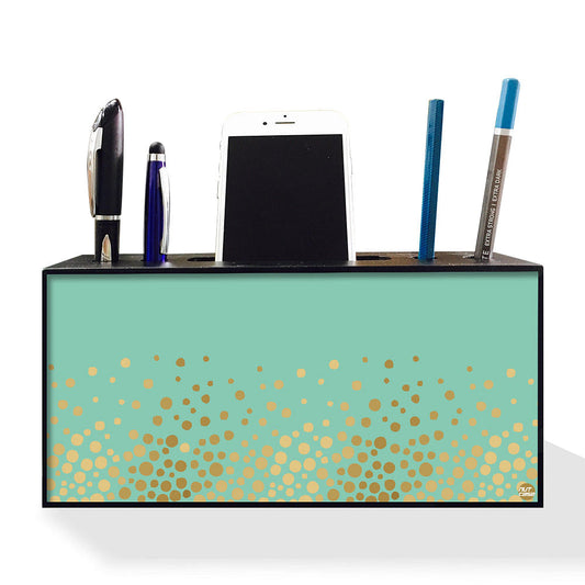 Pen Mobile Stand Holder Desk Organizer - Mint & Gold Nutcase