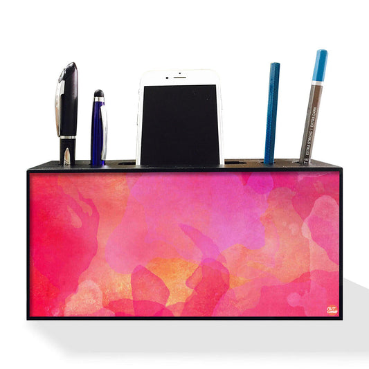 Pen Mobile Stand Holder Desk Organizer - Watercolors Paint Blue & Purple Nutcase