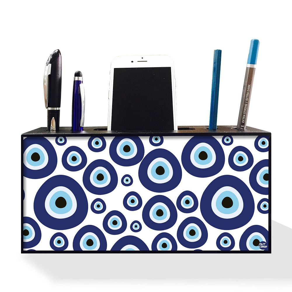 Pen Mobile Stand Holder Desk Organizer for Office - Evil Eye Stones Nutcase