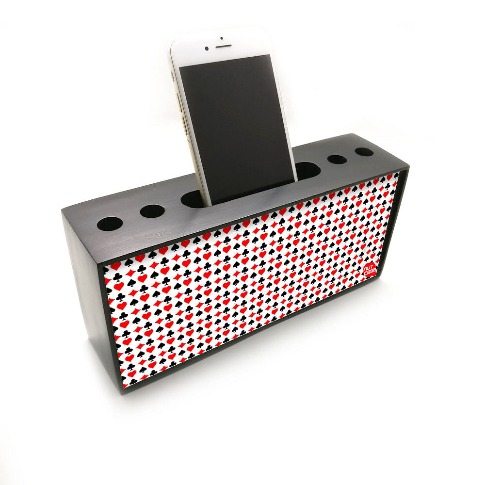 Pen Mobile Stand Holder Desk Organizer - Playing Cards Ace And Heart Nutcase