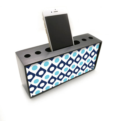 Pen Mobile Stand Holder Desk Organizer - Shades Of Blue Retro Nutcase