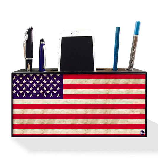 Pen Mobile Stand Holder Desk Organizer for Office - American Flag Nutcase