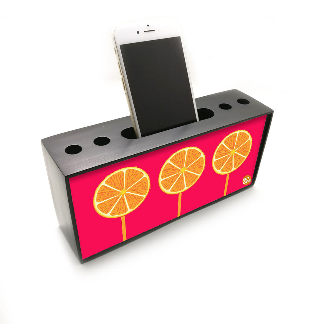 Pen Mobile Stand Holder Desk Organizer - Lemons Pink Nutcase