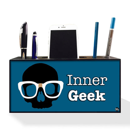 Pen Mobile Stand Holder Desk Organizer - Inner Geek Blue Nutcase