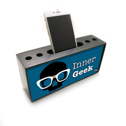 Pen Mobile Stand Holder Desk Organizer - Inner Geek Blue Nutcase